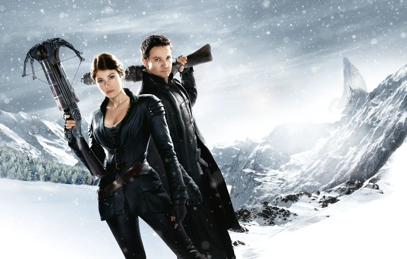 Photo wallpaper wallpaper, fantasy, Famke Janssen, and, Jeremy Renner, witch, Hunters, hd wallpaper