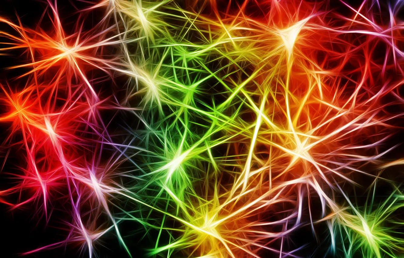 Photo wallpaper abstraction, art, neurons, colorful, pulse