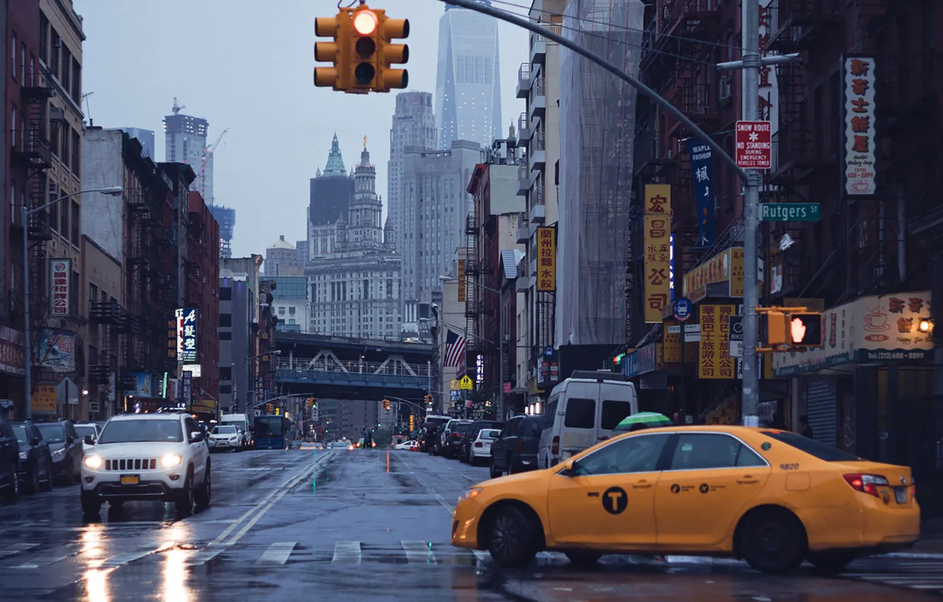 Photo wallpaper USA, New York, taxi