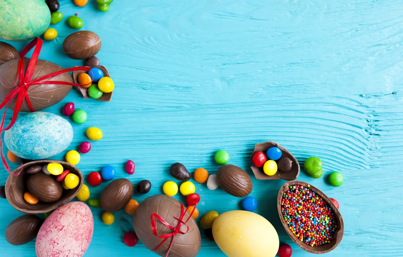 Photo wallpaper eggs, candy, Easter, Holiday, chocolate eggs