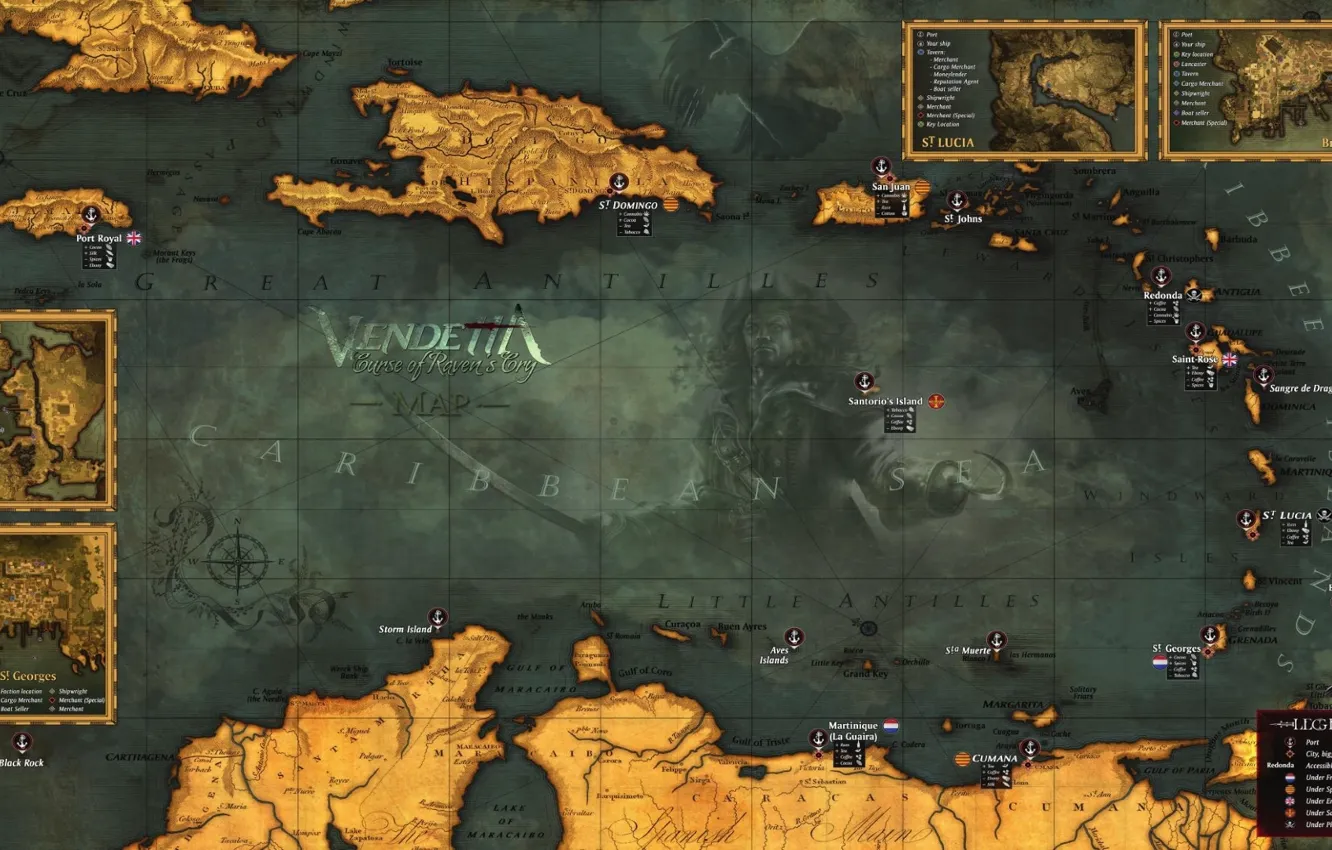 Photo wallpaper map, TopWare Interactive, Vendetta - Curse of Raven's Cry, Digital Deluxe Edition, Content