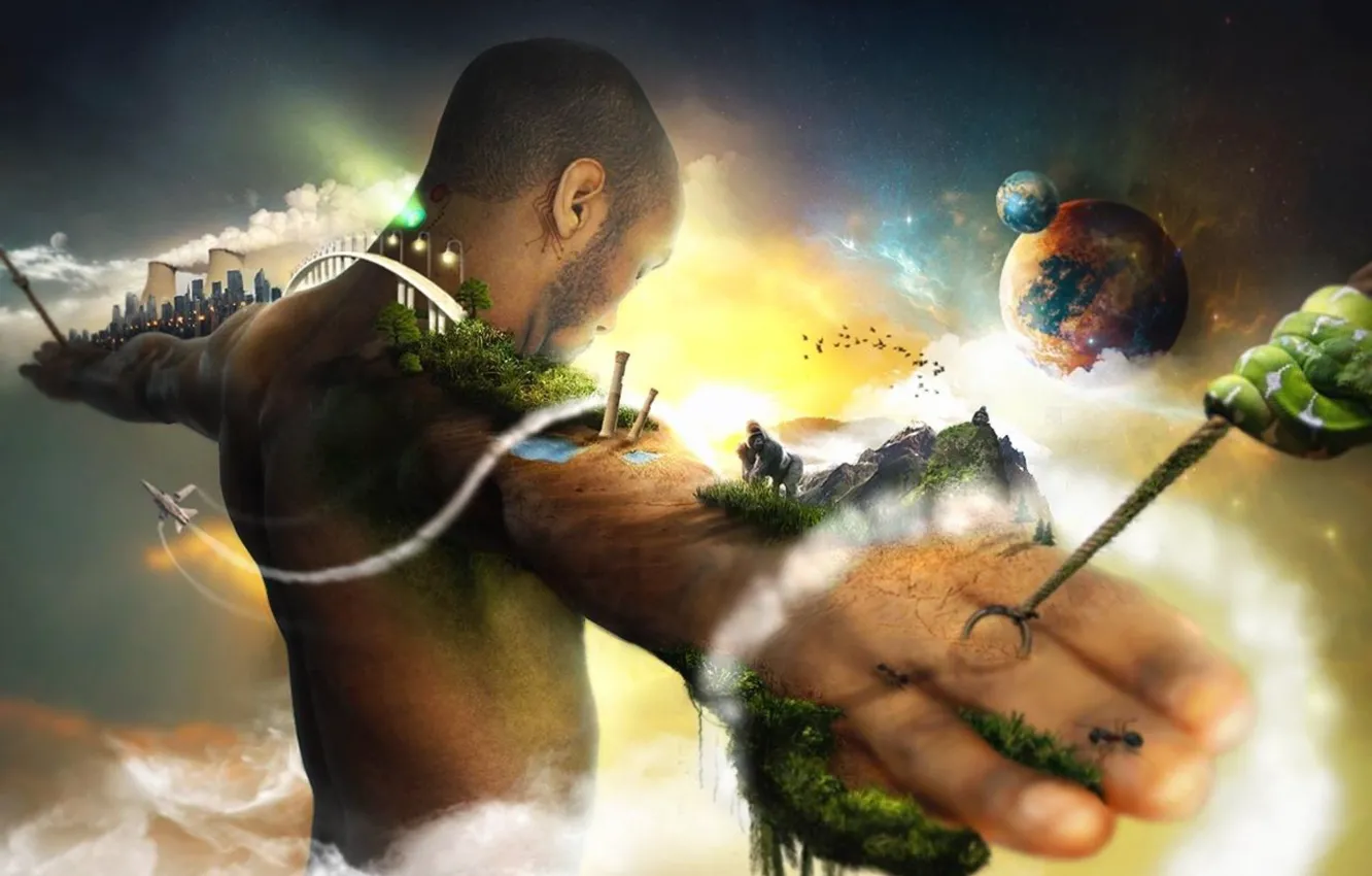 Photo wallpaper earth, people, shackles