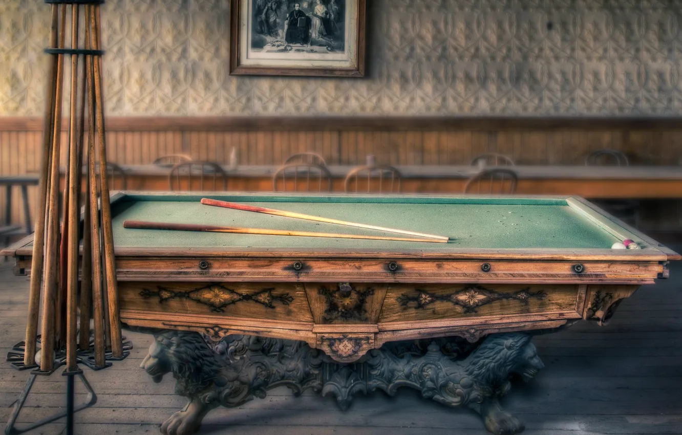 Photo wallpaper pool, vintage, old, billiards