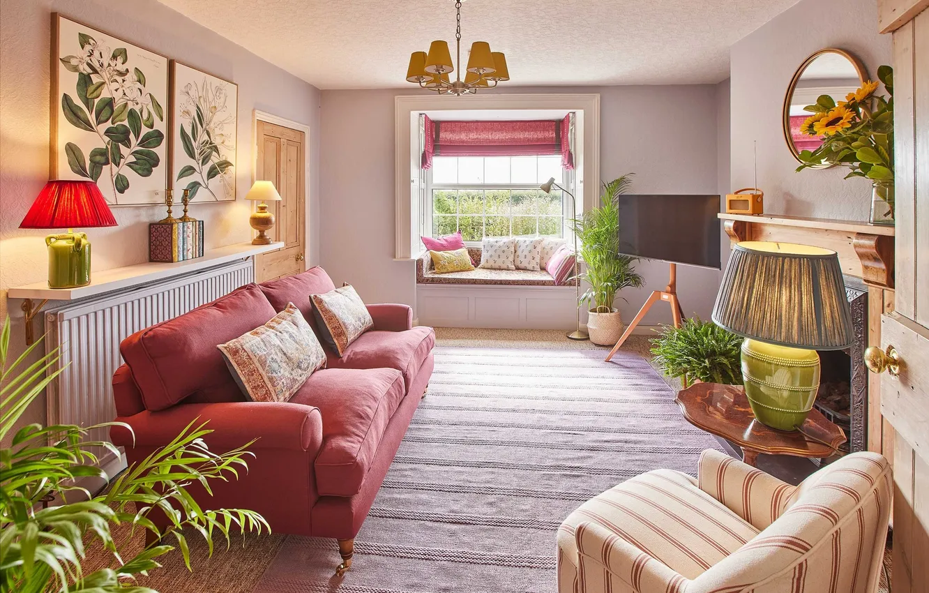 Photo wallpaper design, style, room, plant, interior, picture, chair, pillow