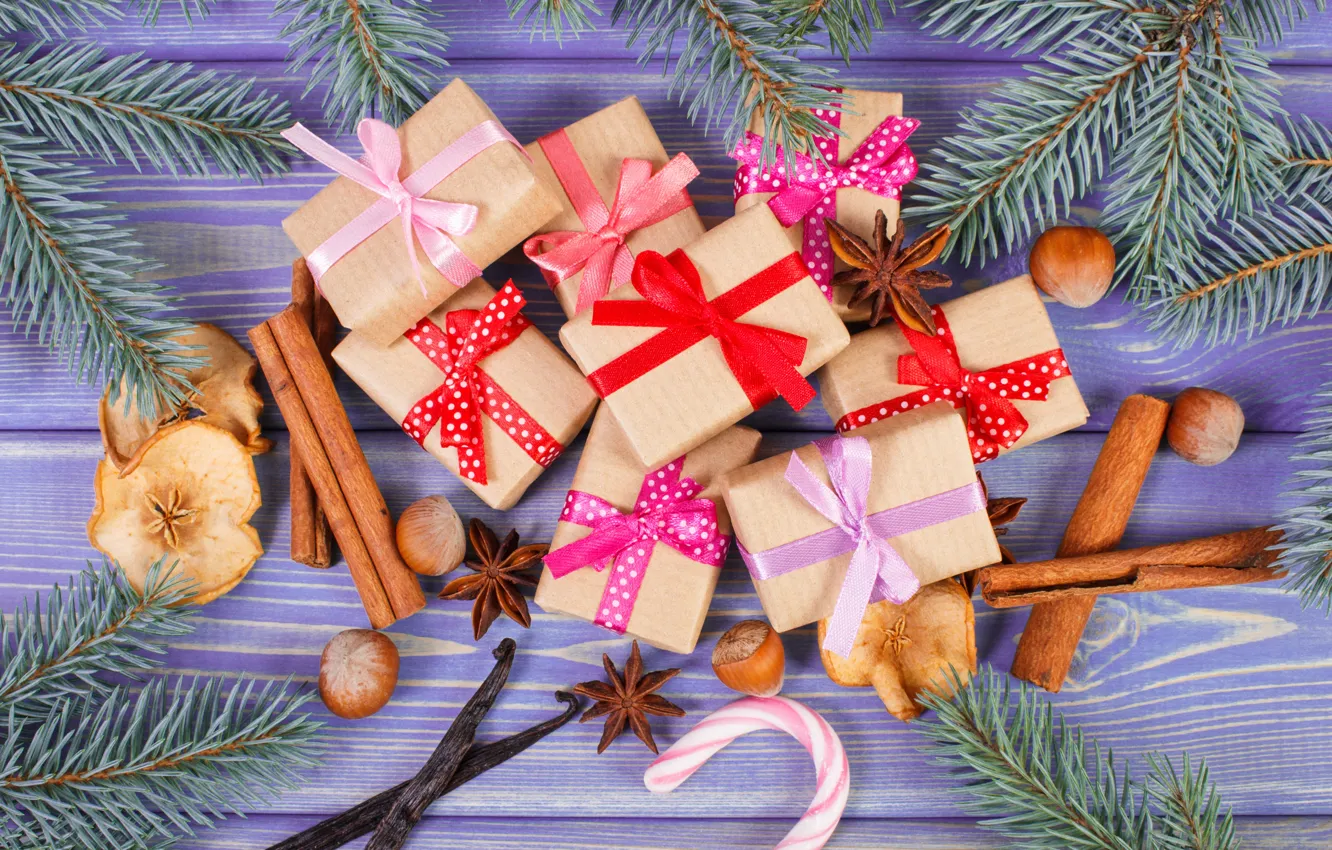 Photo wallpaper tree, New Year, Christmas, gifts, Christmas, wood, Merry Christmas, Xmas