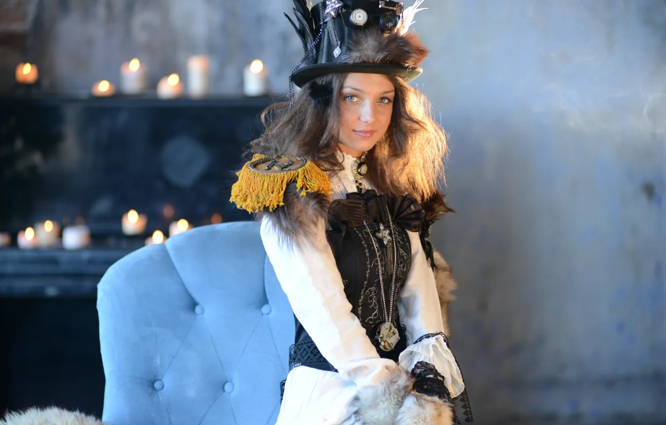 Photo wallpaper girl, model, Nensi A, epaulettes