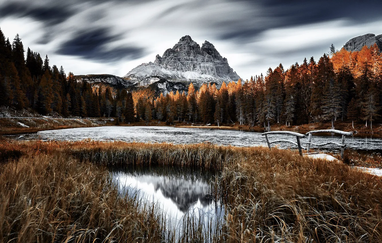 Photo wallpaper mountains, nature, lake, Dolomites, Italie
