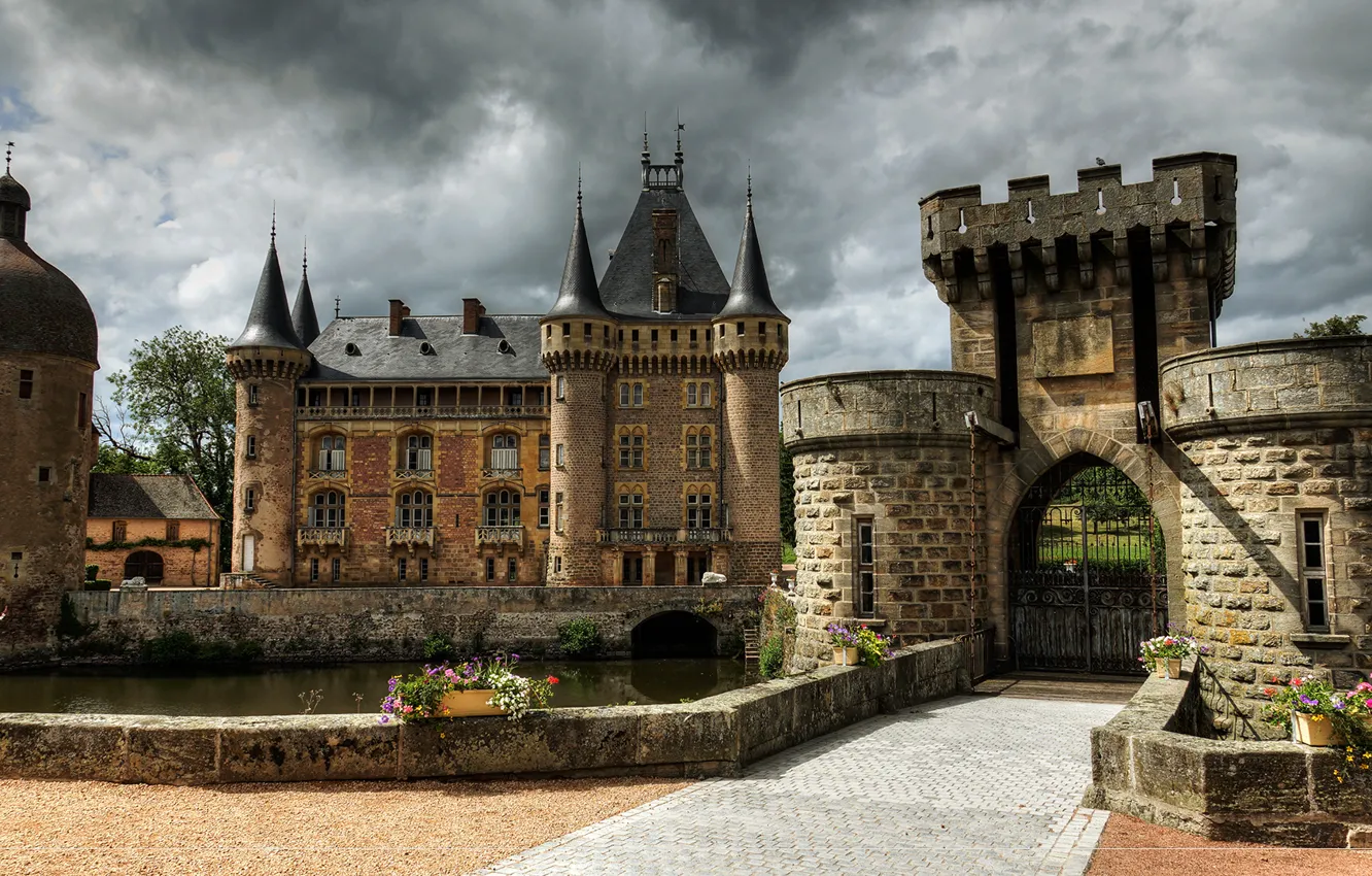 Photo wallpaper castle, France, tower, fortress, Castle of La Clayette