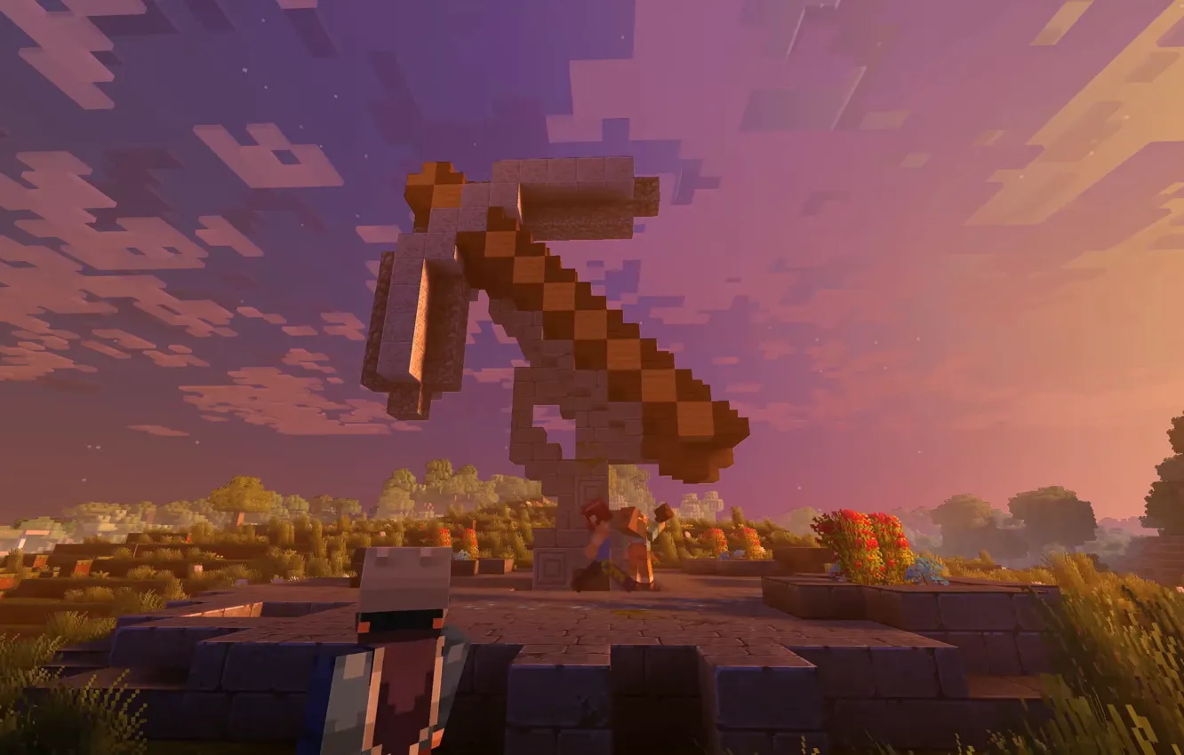 Photo wallpaper game, flower, minecraft, Arrow, hana, checkered, Route, indication