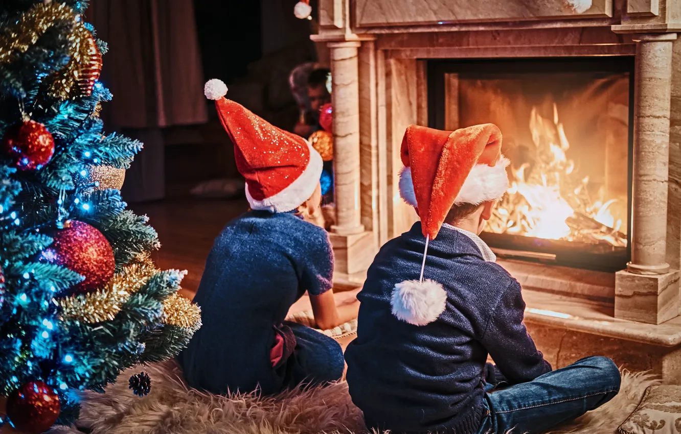 Photo wallpaper balls, night, children, lights, comfort, room, flame, back