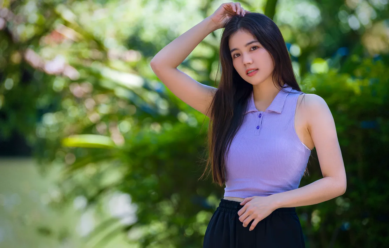 Photo wallpaper look, pose, hair, Asian