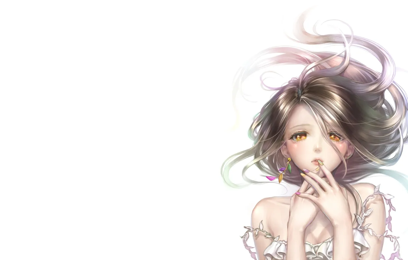 Photo wallpaper mood, the wind, anime, art, girl, earrings