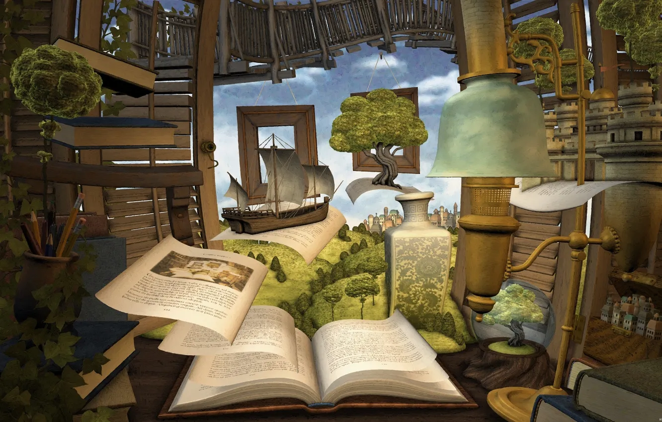 Photo wallpaper the world, book, page, book