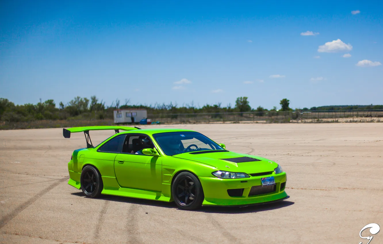 Photo wallpaper green, S15, Silvia, Nissan, track, Nissan, Sylvia, C15
