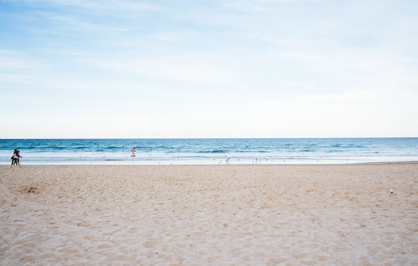 Photo wallpaper sand, sea, beach, the sky, water, the ocean, horizon