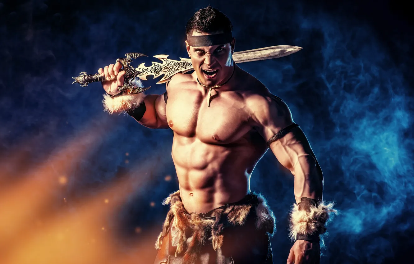Photo wallpaper battle, body, clothing, brave, barbarian, brutal, bodybuilder, bravery