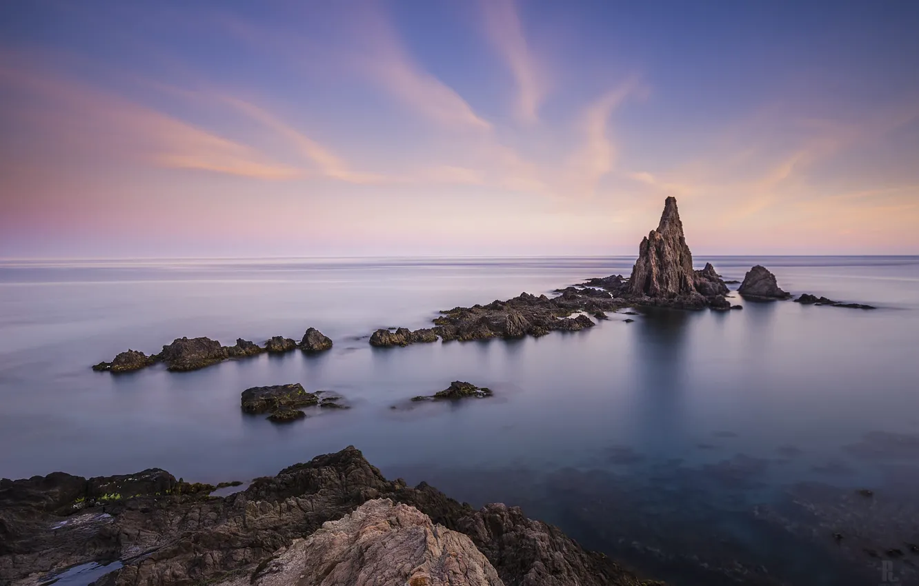 Photo wallpaper sea, water, stones, rocks