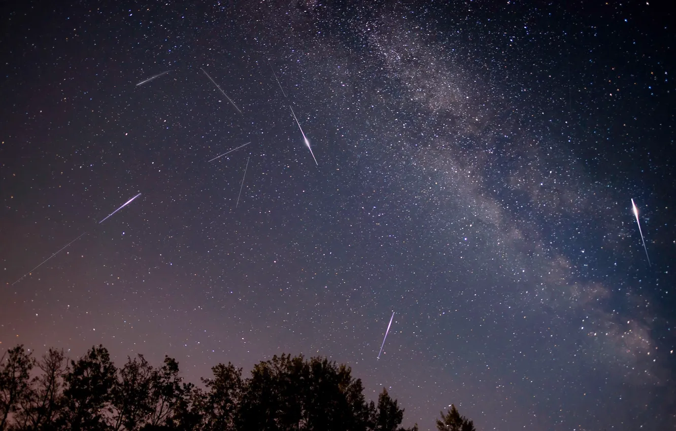 Photo wallpaper space, stars, drop, the Perseids