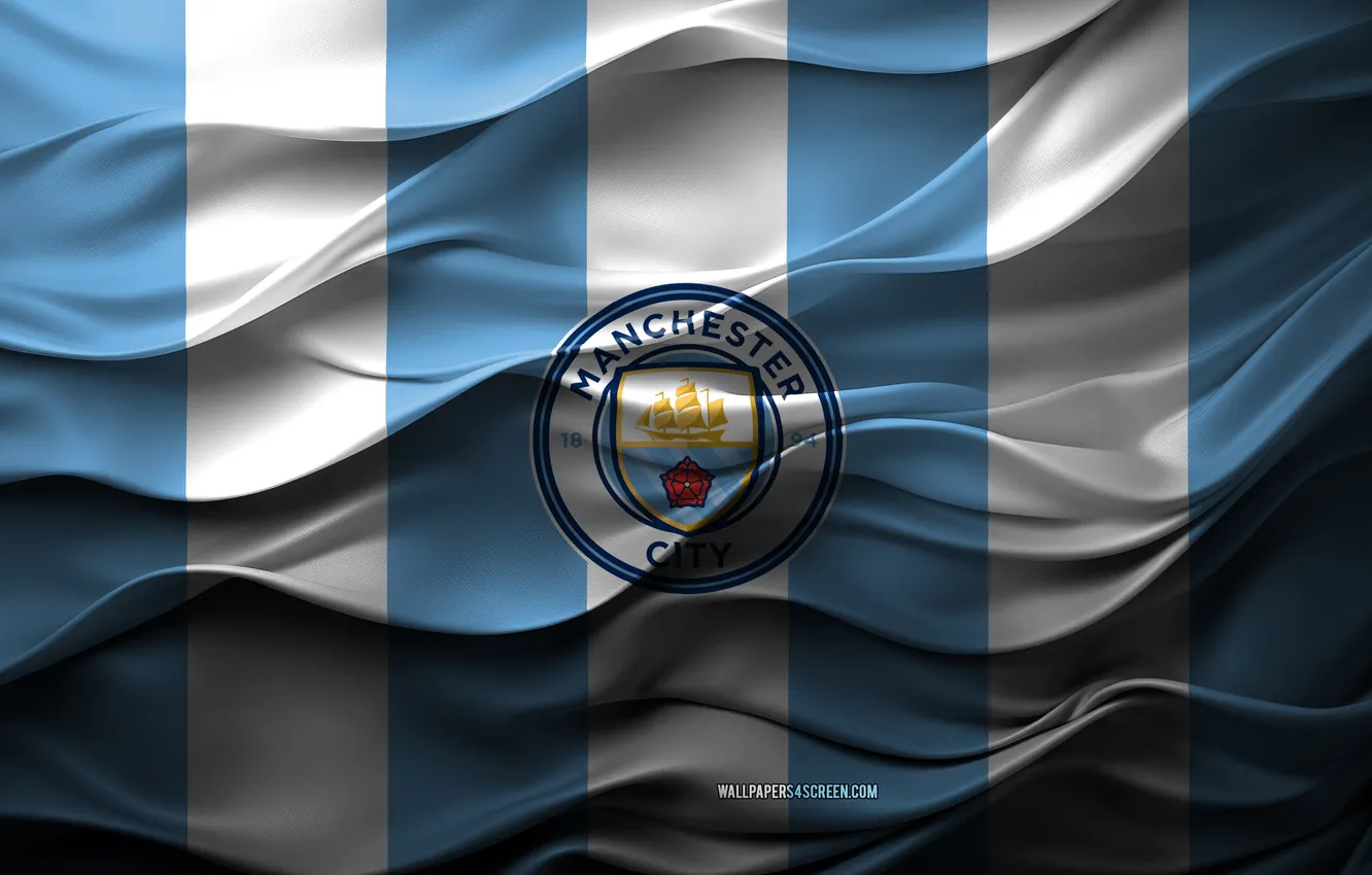 Photo wallpaper logo, club, symbol, football, flag, soccer, Man City, Manchester City