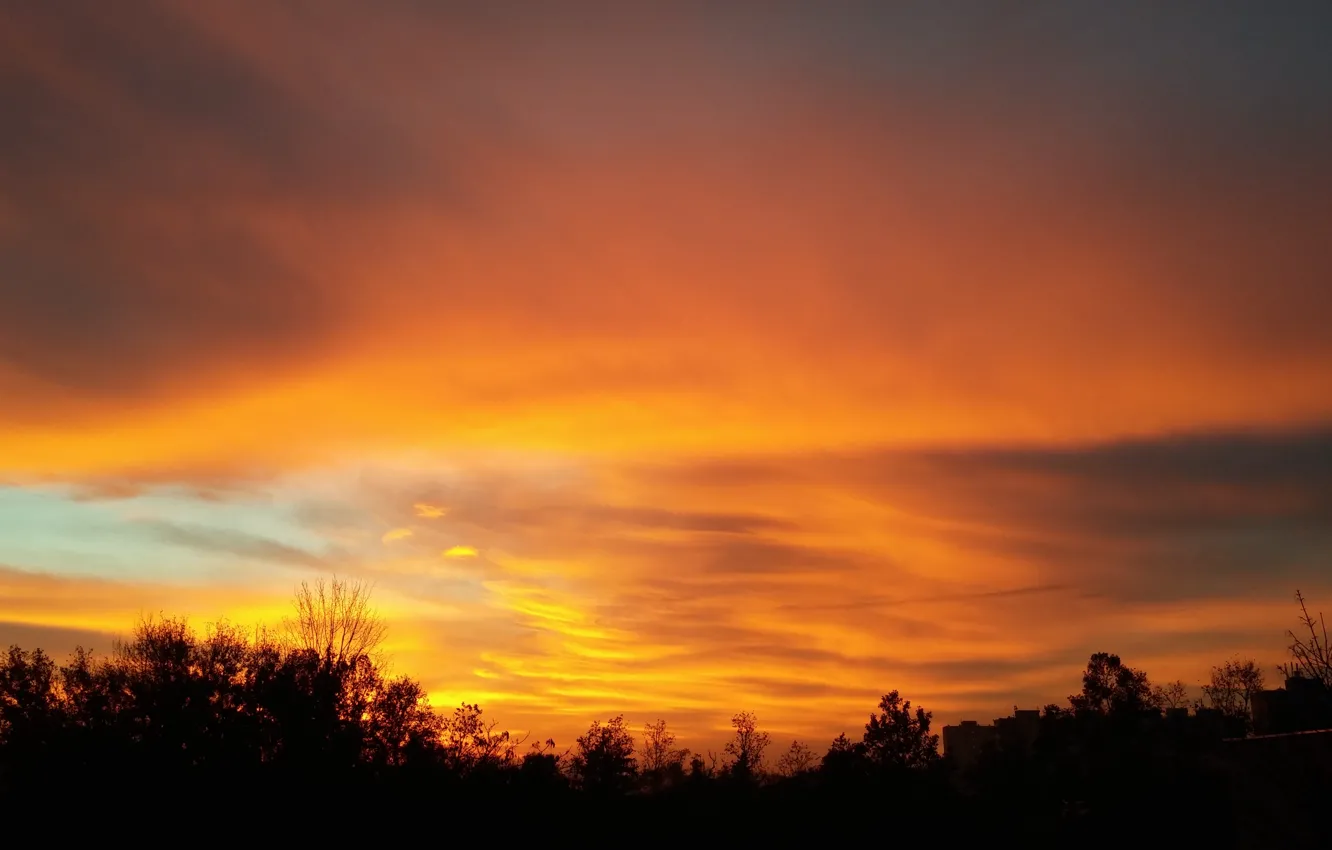 Photo wallpaper fire, cloud, sunrise, orange, Morning