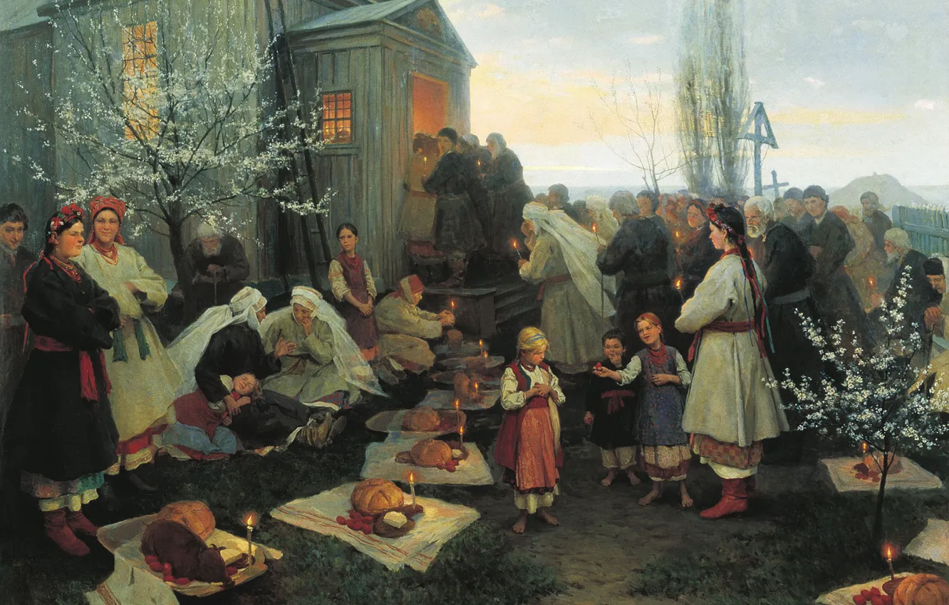 Photo wallpaper holiday, oil, picture, Easter, canvas, Nikolai Pimonenko