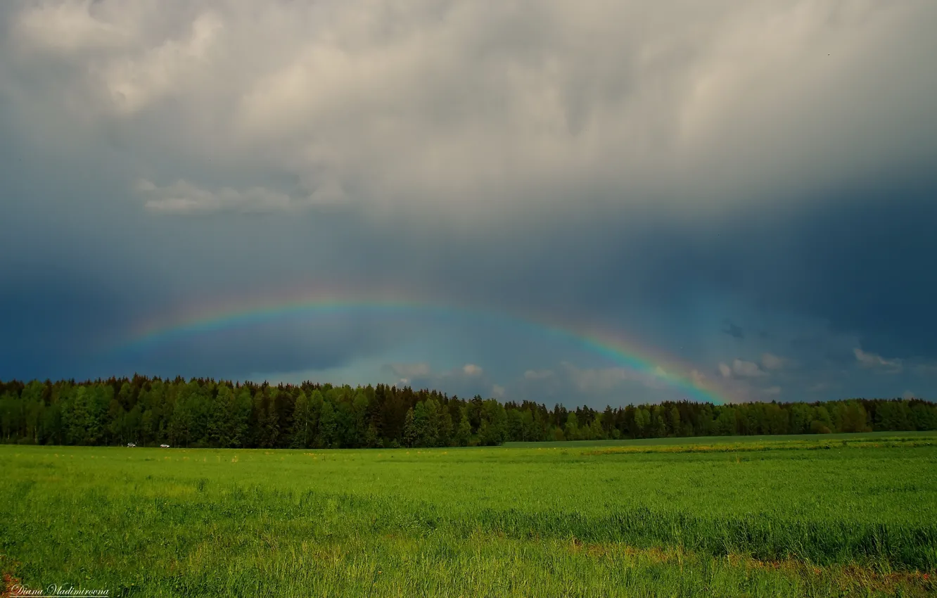Photo wallpaper the storm, the sky, clouds, rainbow
