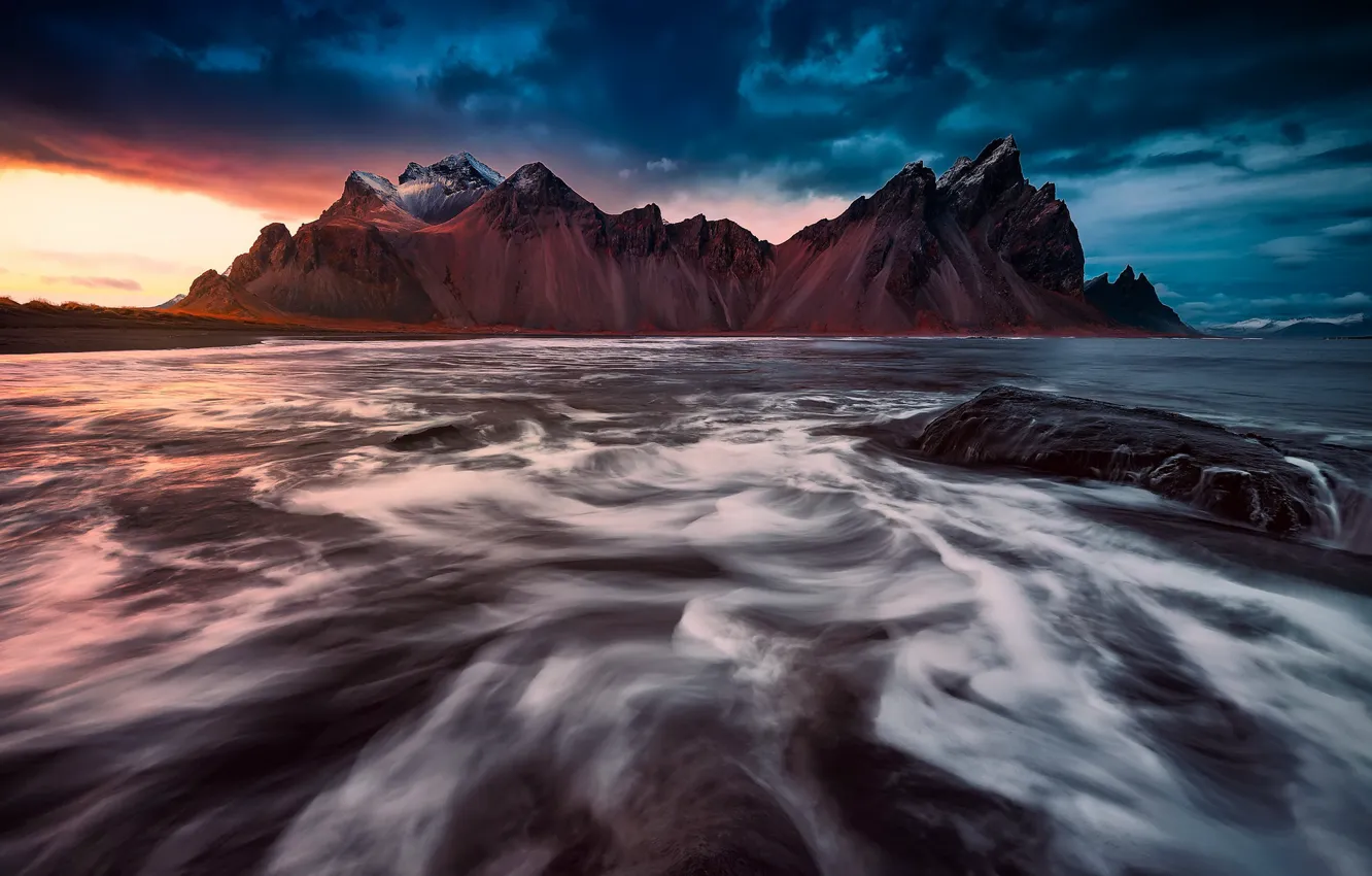 Photo wallpaper sea, nature, rocks, Iceland, Vestrahorn