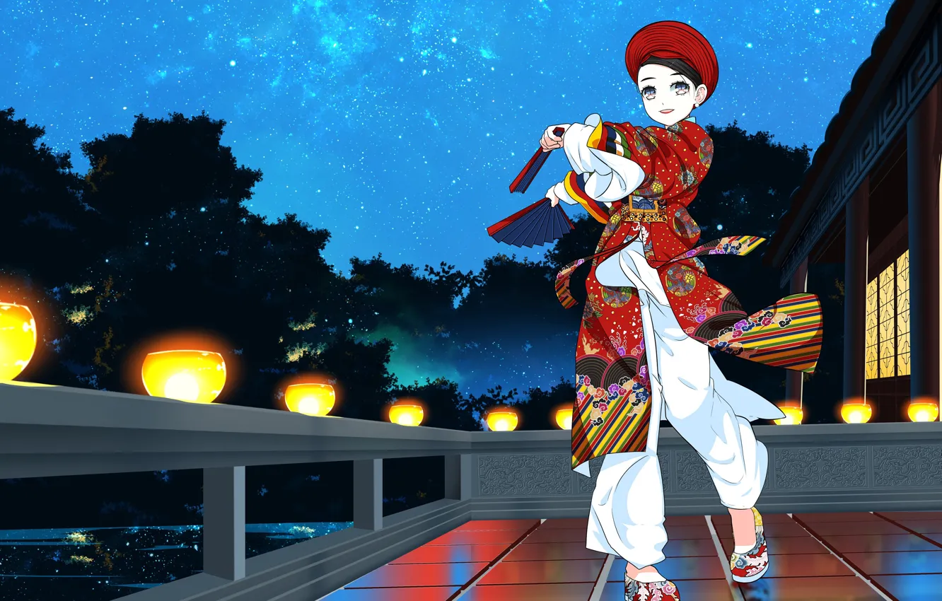 Photo wallpaper girl, anime, colorful costume