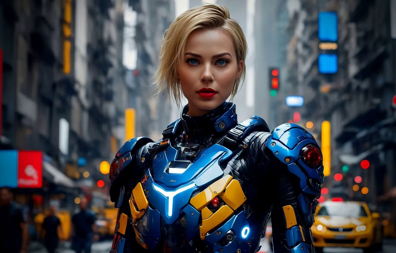 Photo wallpaper girl, blonde, cute, AI Art