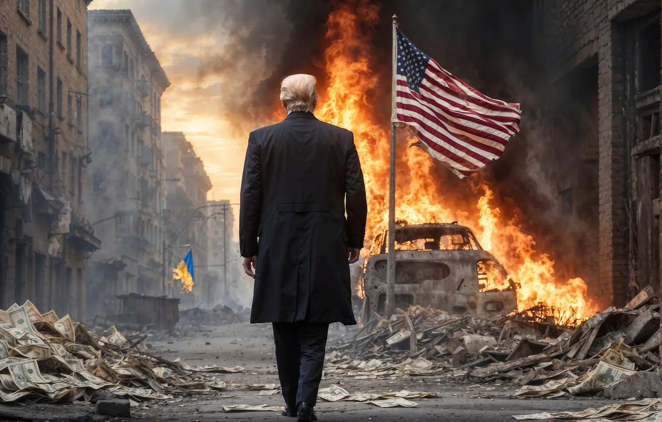 Photo wallpaper war, pay or die, AI Generated