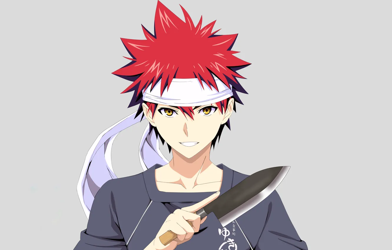 Photo wallpaper red, red hair, anime, boy, redhead, asian, knife, manga