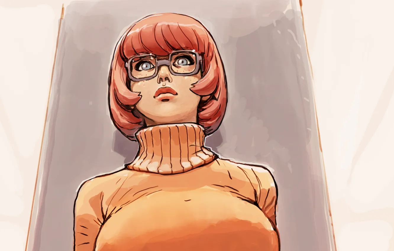 Photo wallpaper chest, girl, art, glasses, Scooby-Doo, Velma Dinkley, joel27