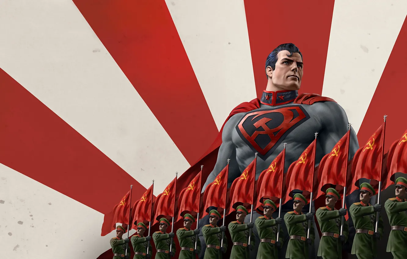 Photo wallpaper Soldiers, USSR, USSR, Superman, Warriors, Superhero, Art, Art