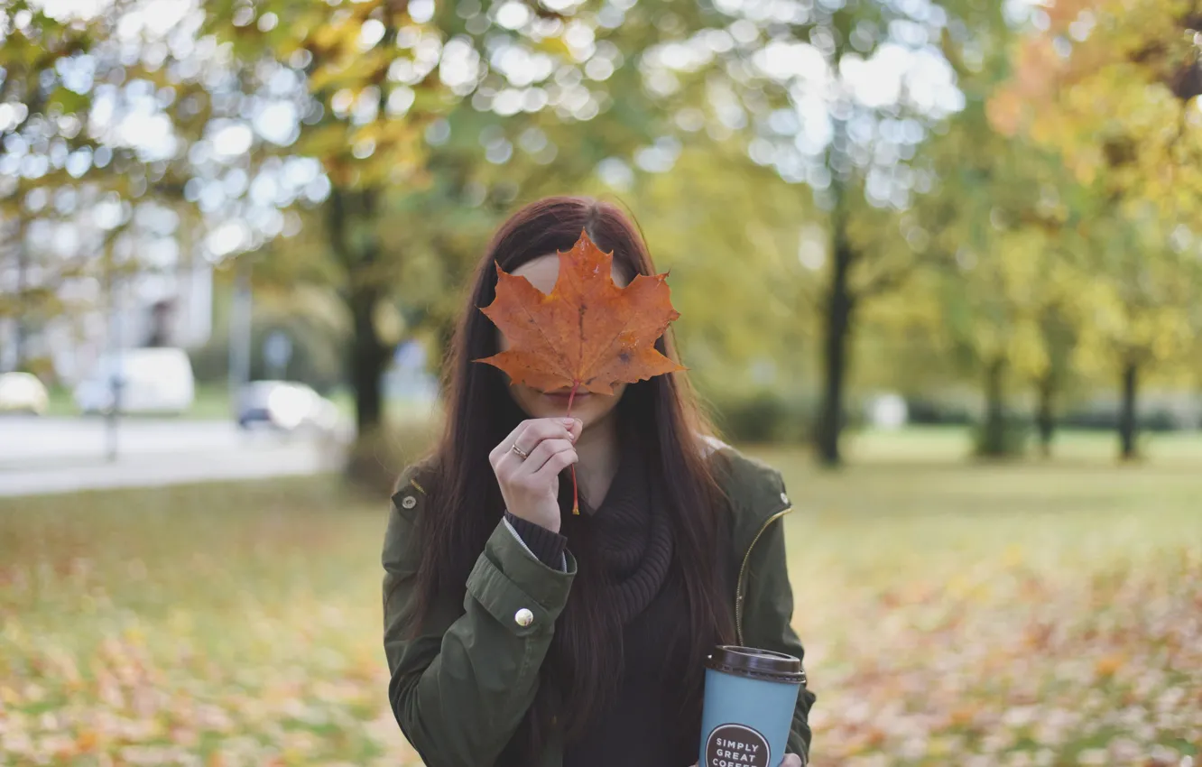 Photo wallpaper girl, autumn, moods