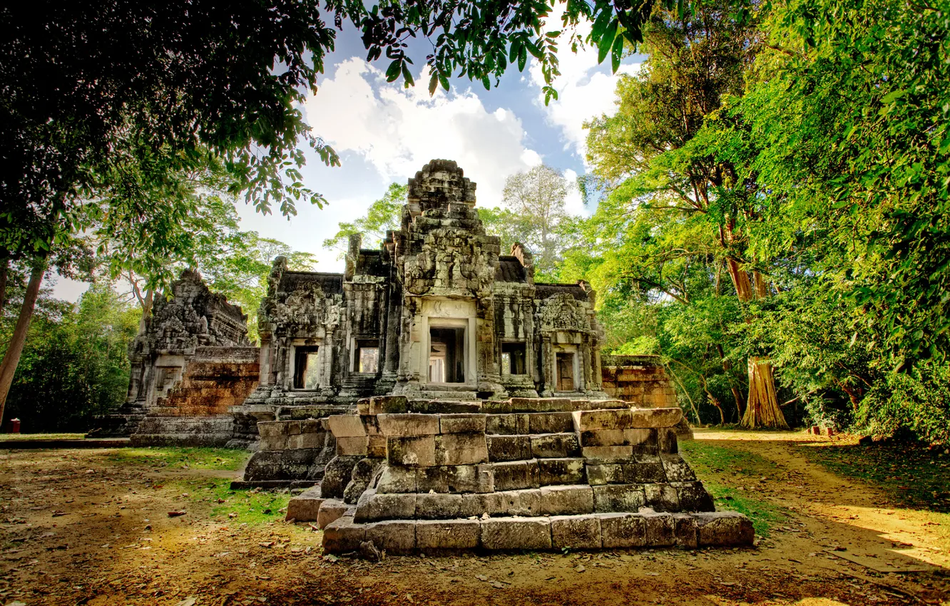 Photo wallpaper landscape, castle, foliage