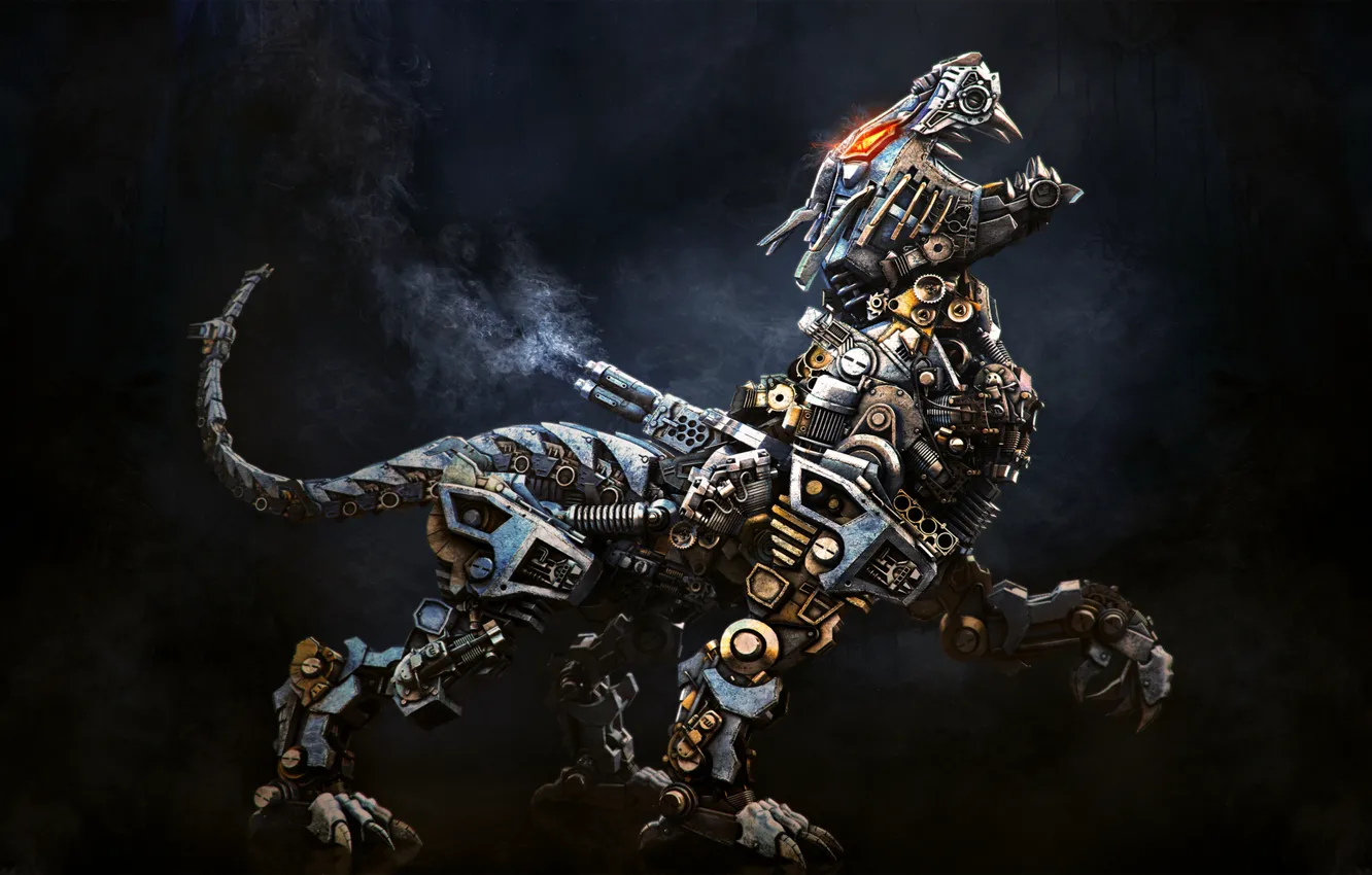 Photo wallpaper animal, robot, steampunk, render, Aleksandr Kuskov, beast, alekscg