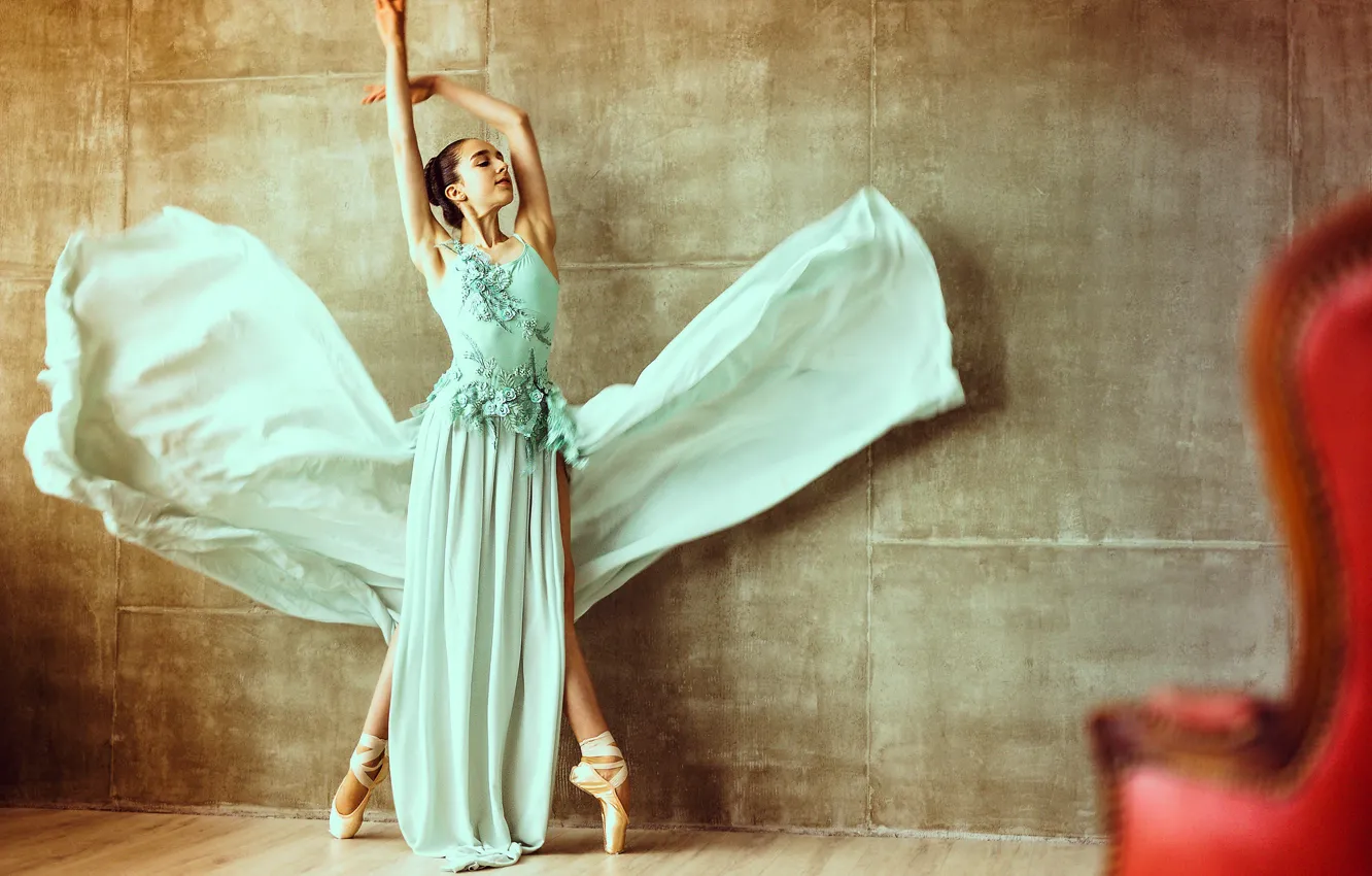 Photo wallpaper girl, face, pose, background, dress, ballerina