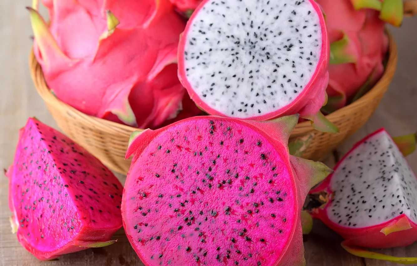Photo wallpaper fruit, basket, pitaya, fruit dragon