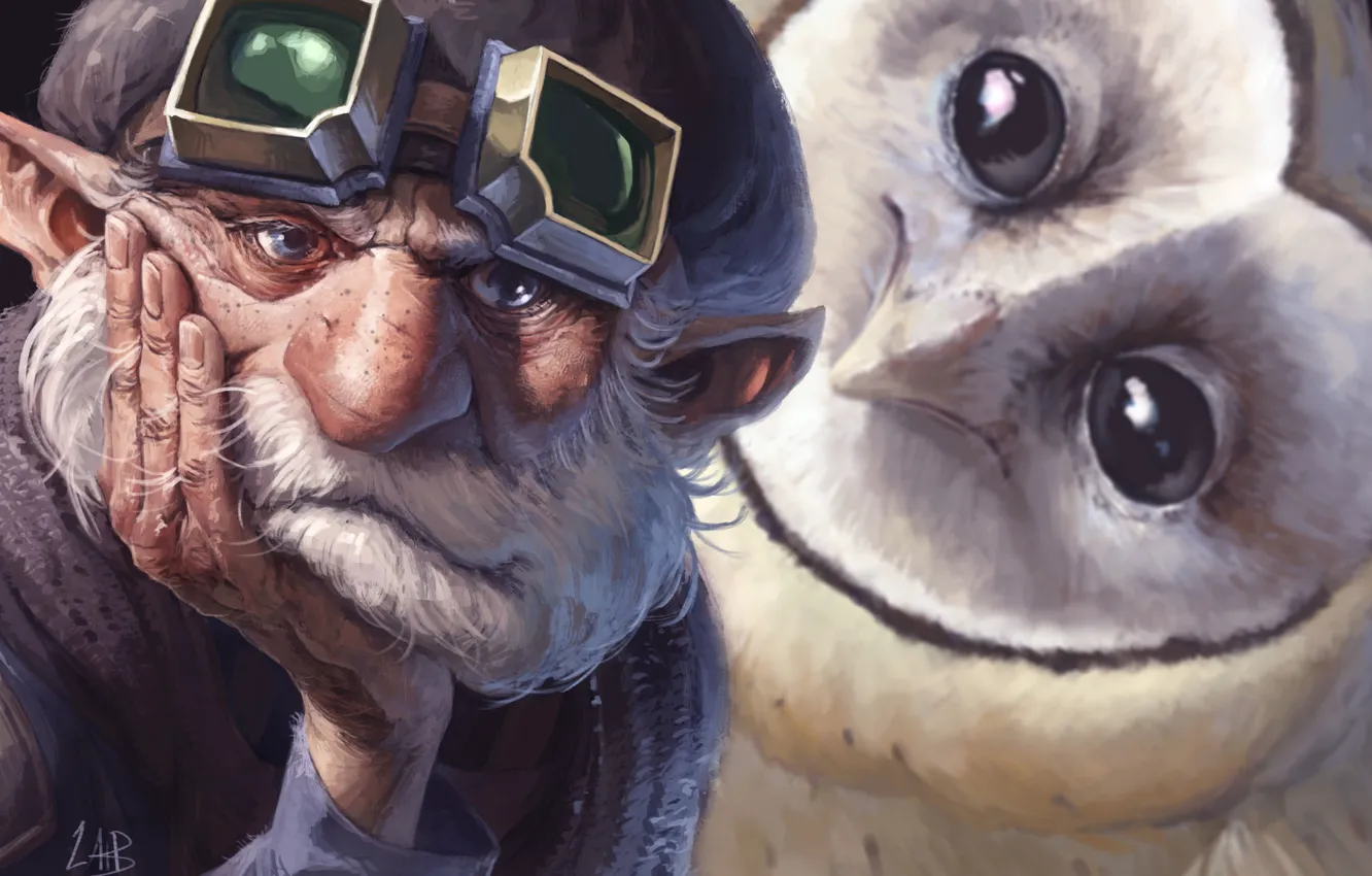 Photo wallpaper owl, art, fantasy, Gary Laib, Grumkin
