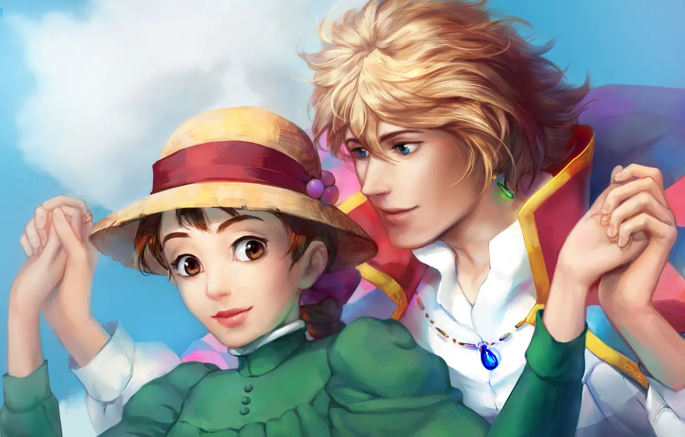 Photo wallpaper girl, guy, Howl's moving castle, Howl's Moving Castle, Howl, Sophie