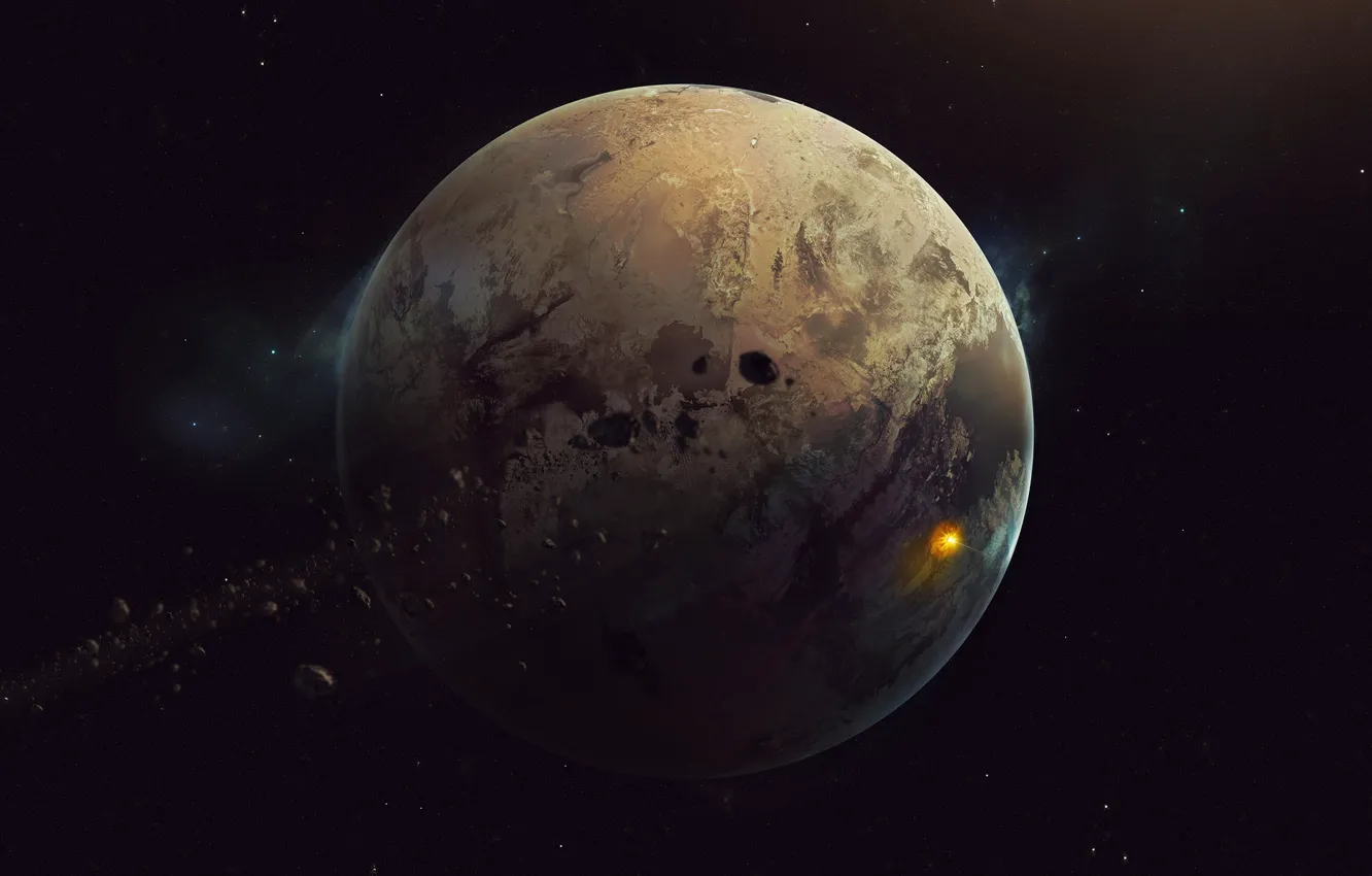 Photo wallpaper space, stars, space, planet, asteroids, art, space, art