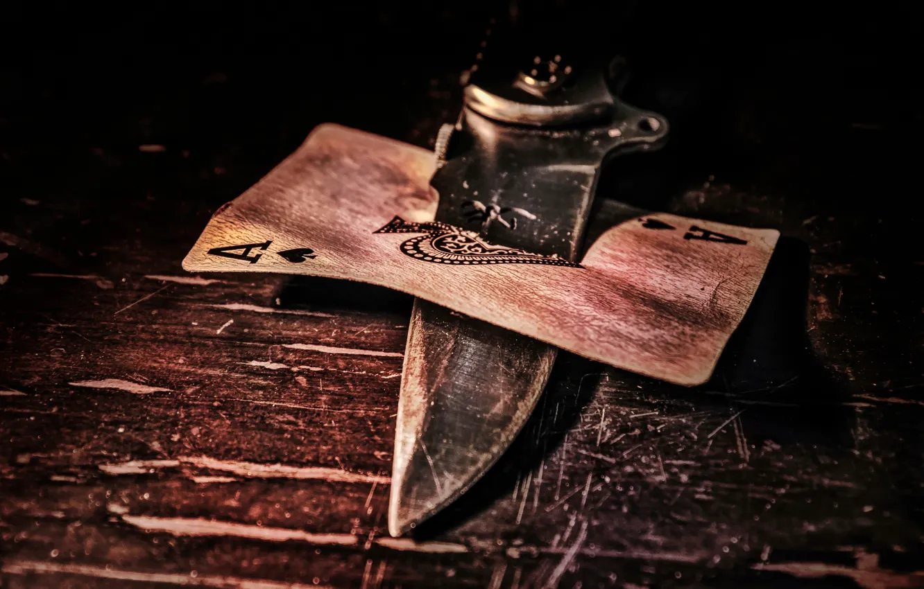 Photo wallpaper map, knife, ACE, Ace of Spades