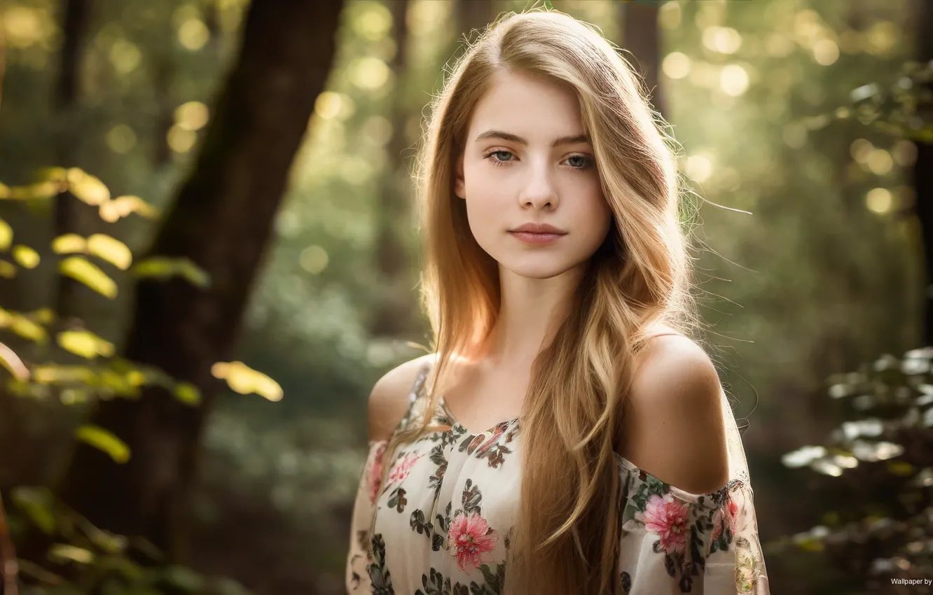 Photo wallpaper girl, bokeh, portrait, AI Art