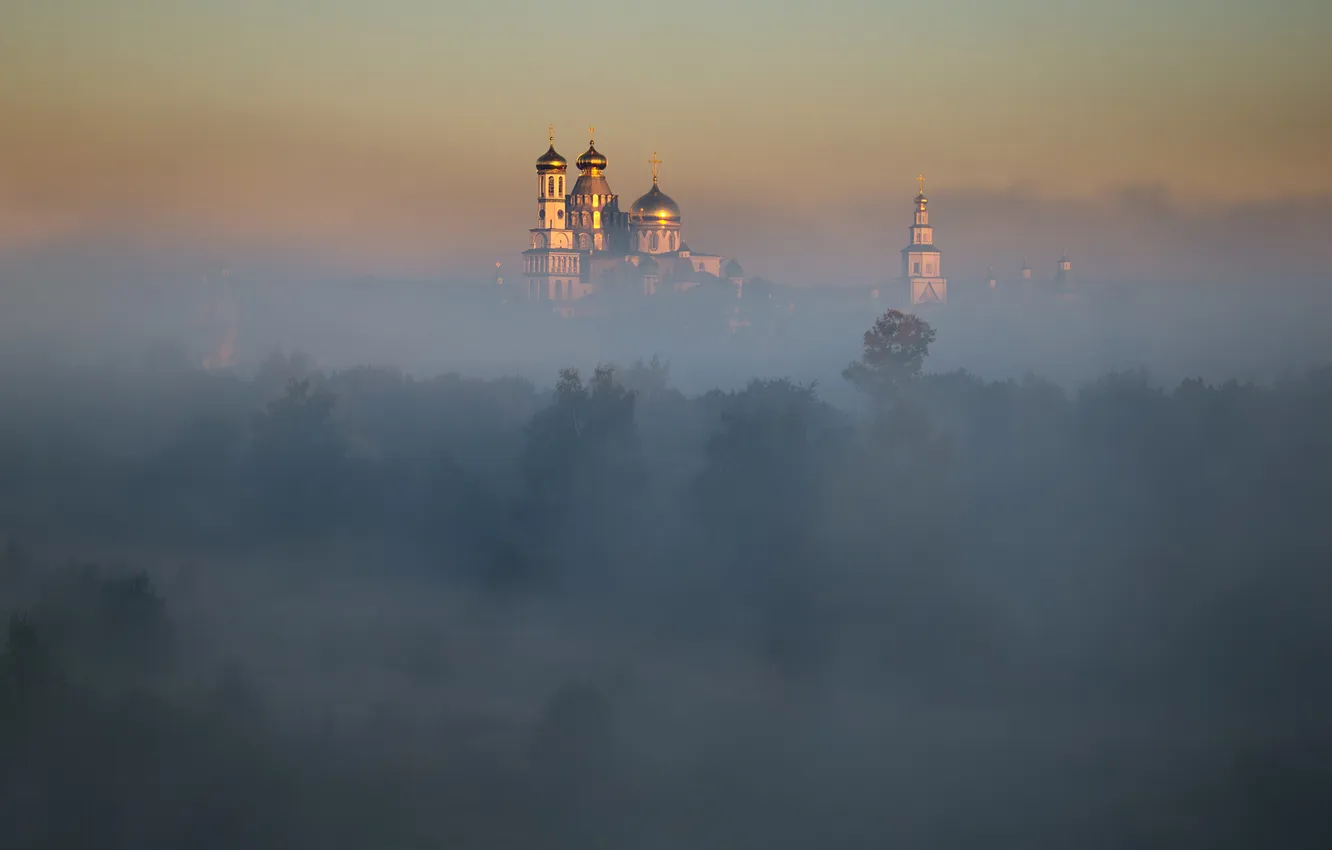 Photo wallpaper autumn, fog, morning, September morning, The New Jerusalem, Alexander Medvedev