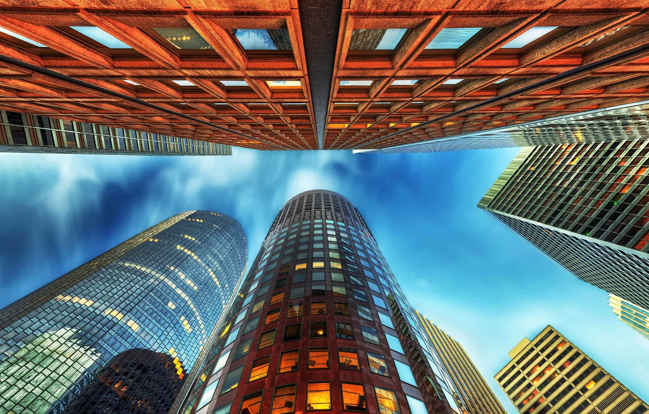 Photo wallpaper the sky, clouds, building, home, window, view