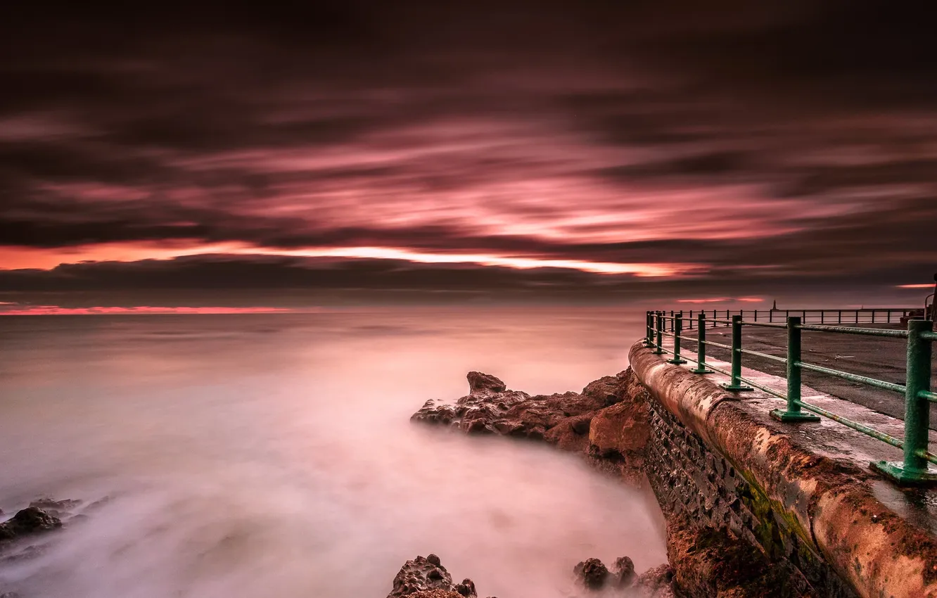 Photo wallpaper sea, sunset, shore