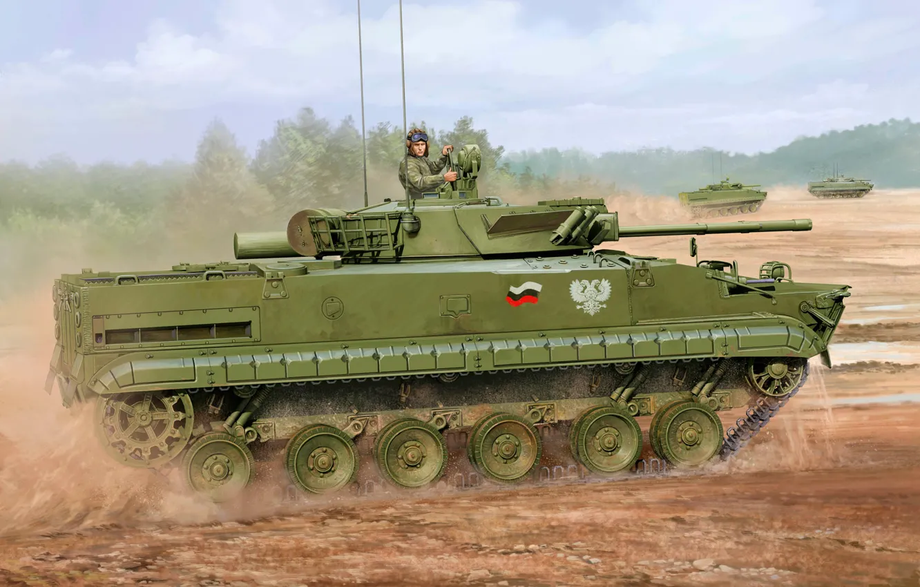 Photo wallpaper war, art, painting, tank, BMP-3F