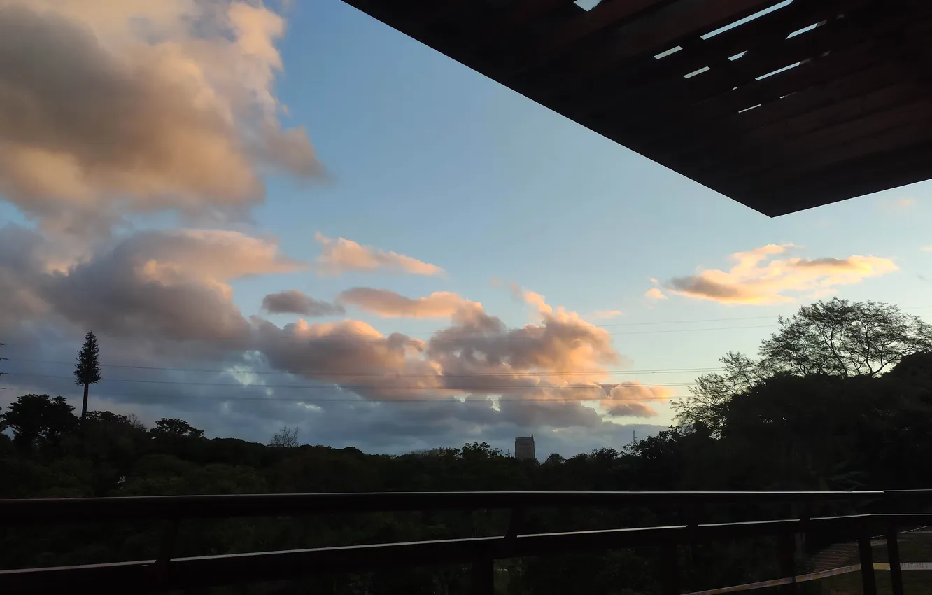 Photo wallpaper cloud, building, eave