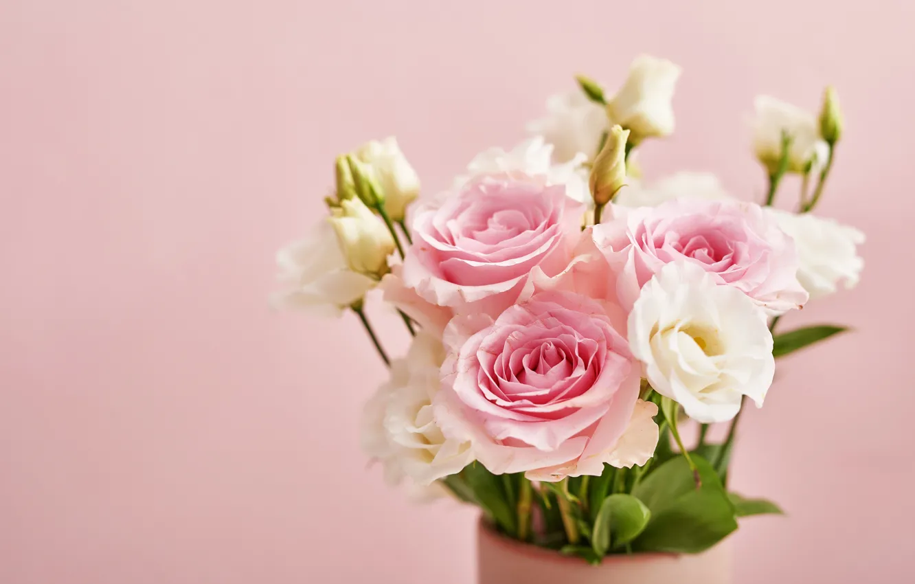 Photo wallpaper background, pink, bouquet, eustoma, Yarovoy Aleksandr