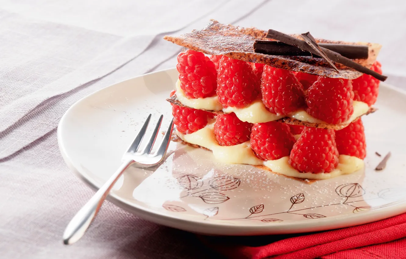 Photo wallpaper raspberry, food, cake, cake, cake, cream, dessert, food
